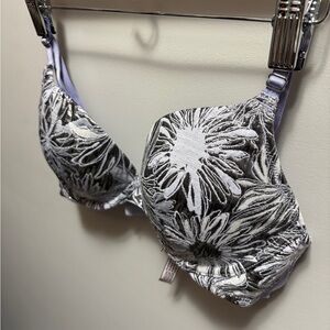 Victoria's Secret Purple and Silver Floral Push Up Bra